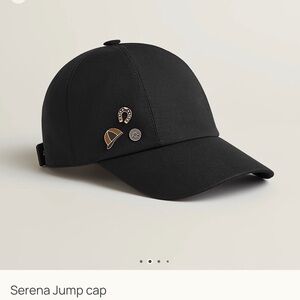 NWT! Hermes Serena Jump Cap Black Hat with Stylish Pins size 57